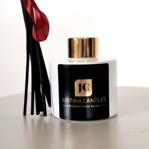 Dyfuzor zapachowy na bazie gliceryny wegańskiej w białym szkle w połysku, 10 patyczków rattanowych, 100ml