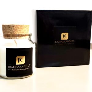 Świeca 150ml z najwyższej jakości wosku sojowego, w szkle z korkową przykrywką