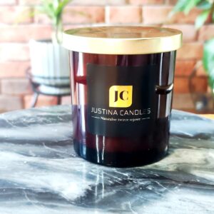 Świeca sojowa 300ml w bursztynowym szkle Arbuz