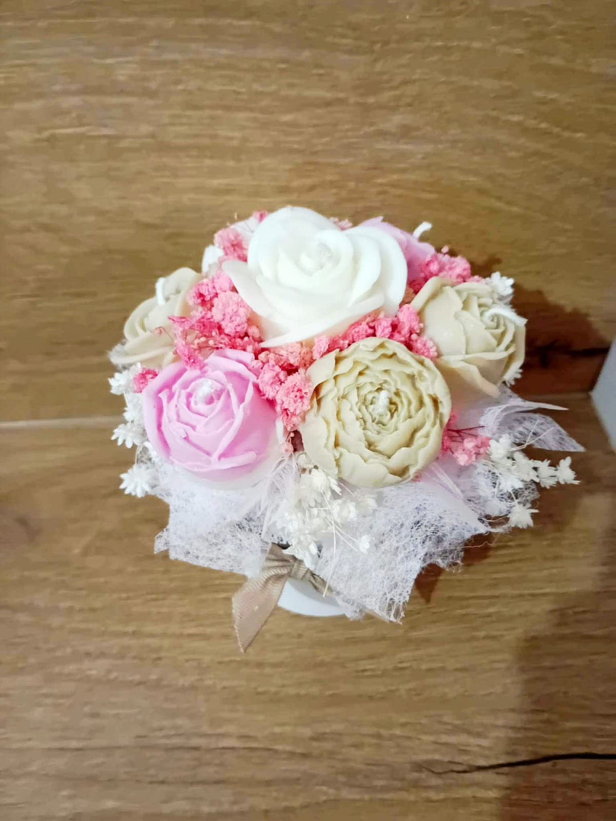 Mini box kwiatowy od Zapachniczki (beż, róż, biel)